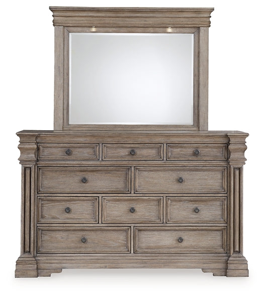 Blairhurst California King Panel Bed with Mirrored Dresser, Chest and Nightstand