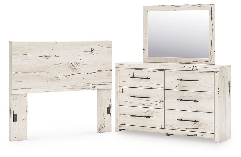 Lawroy Full Panel Headboard with Mirrored Dresser