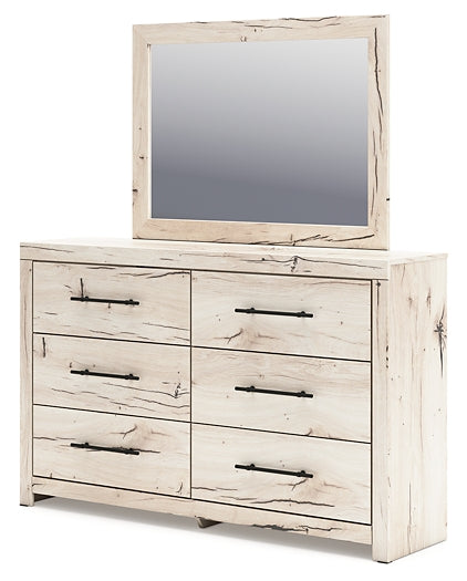Lawroy King Panel Storage Bed with Mirrored Dresser, Chest and Nightstand