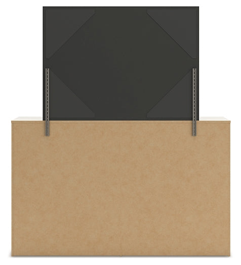 Lawroy Twin Panel Headboard with Mirrored Dresser, Chest and Nightstand