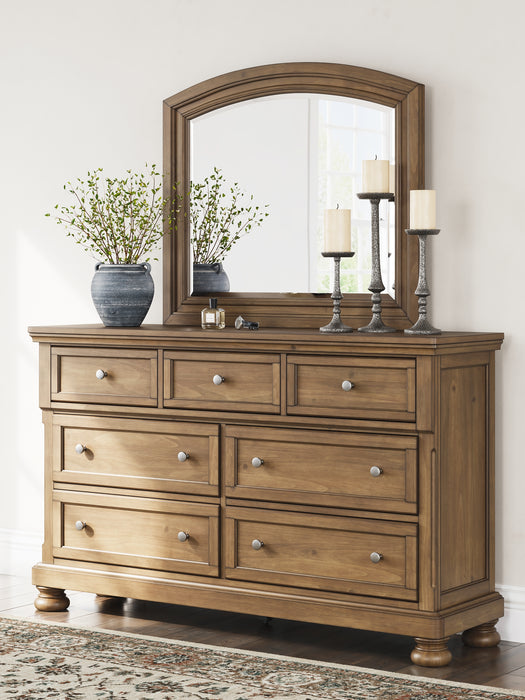 Feddinger Queen Panel Bed with Mirrored Dresser