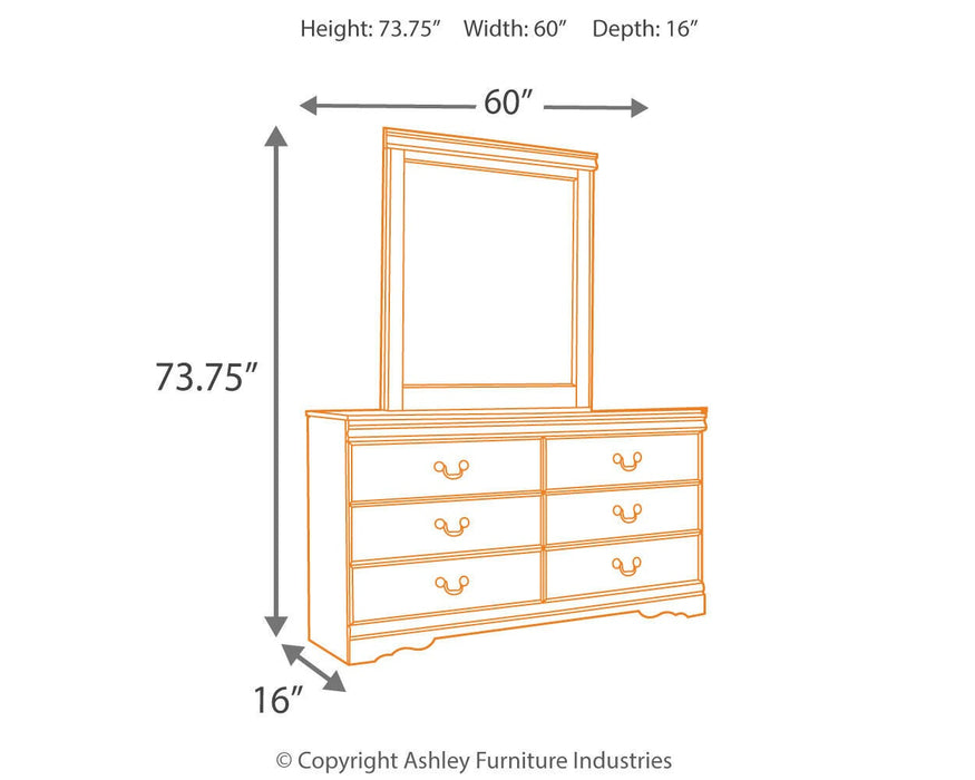 Huey Vineyard Full Sleigh Headboard Bed with Mirrored Dresser, Chest and Nightstand