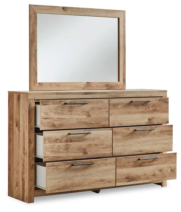 Hyanna King Panel Storage Bed with 1 Under Bed Storage Drawer, Dresser, Mirror and Nightstand