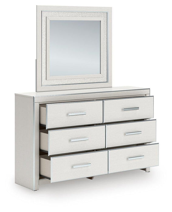 Zuraleus King Upholstered Panel Platform Bed, Dresser, Mirror, Chest and Nightstand
