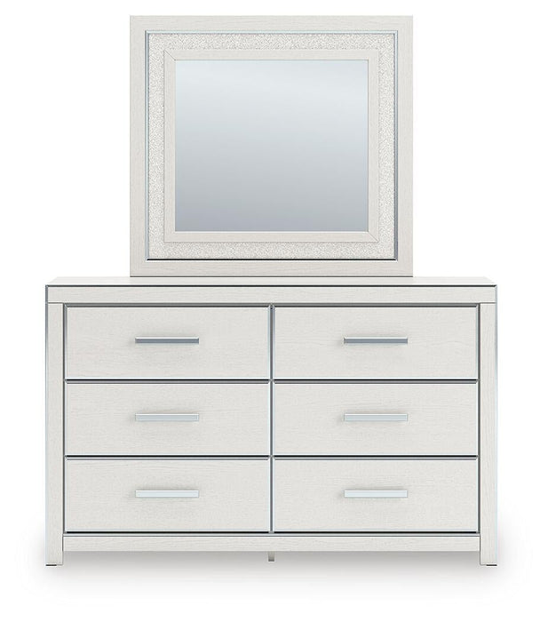 Birmonton California King Upholstered Bed, Dresser and Mirror