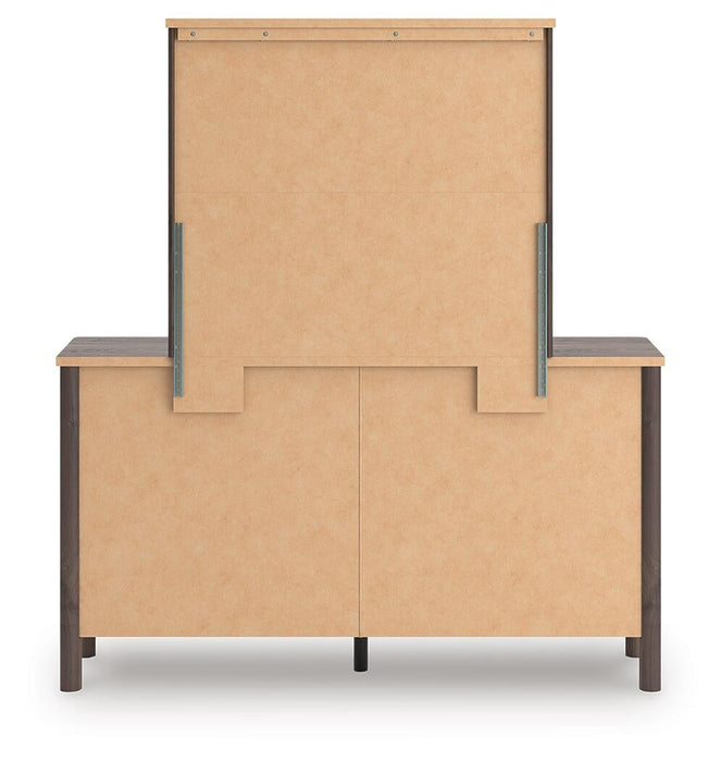 Pamytta Twin Upholstered Panel Bed, Dresser, Mirror and Nightstand