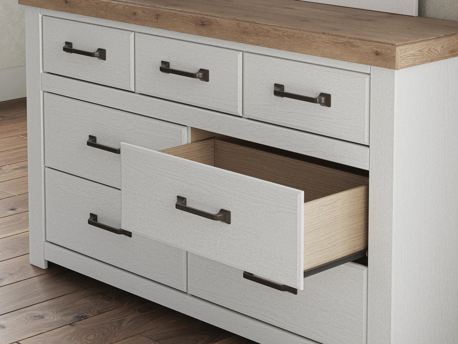 Savonport Queen Panel Bed. Dresser, Mirror and Nightstand